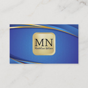 Carte De Visite Monogramme   Arrière - plan bleu jaune