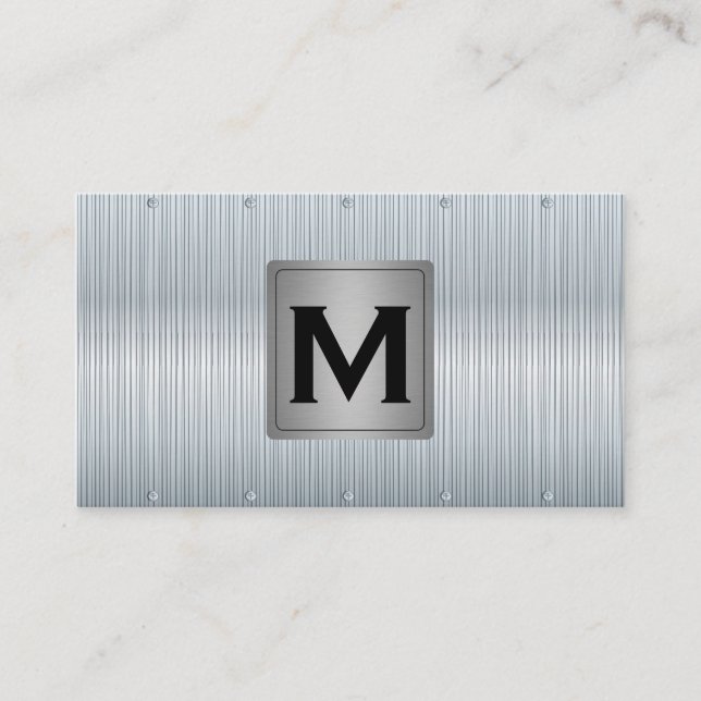 Carte De Visite Monogramme | Arrière - plan métallique (Devant)