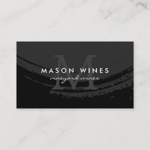 Carte De Visite Monogramme Artistique Brossé Vin Noir Verre