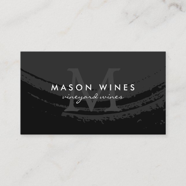 Carte De Visite Monogramme Artistique Brossé Vin Noir Verre (Devant)