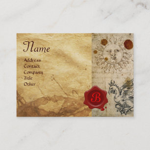 CARTE DE VISITE MONOGRAMME AU SCEAU DE CIRAGE ROUGE BASILIC, SOLEI