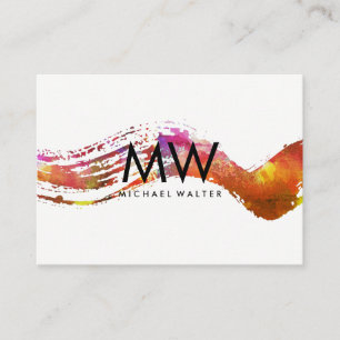 Carte De Visite Monogramme avec aquarelle moderne brossé