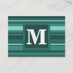 Carte De Visite Monogramme bandes turquoises