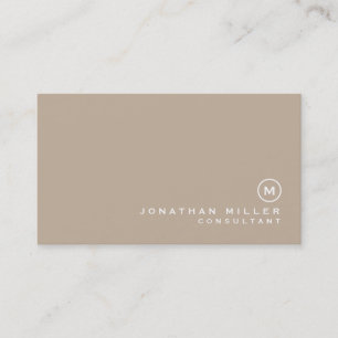 Carte De Visite Monogramme beige minimaliste