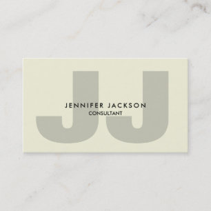 Carte De Visite Monogramme beige minimaliste Moderne tendance