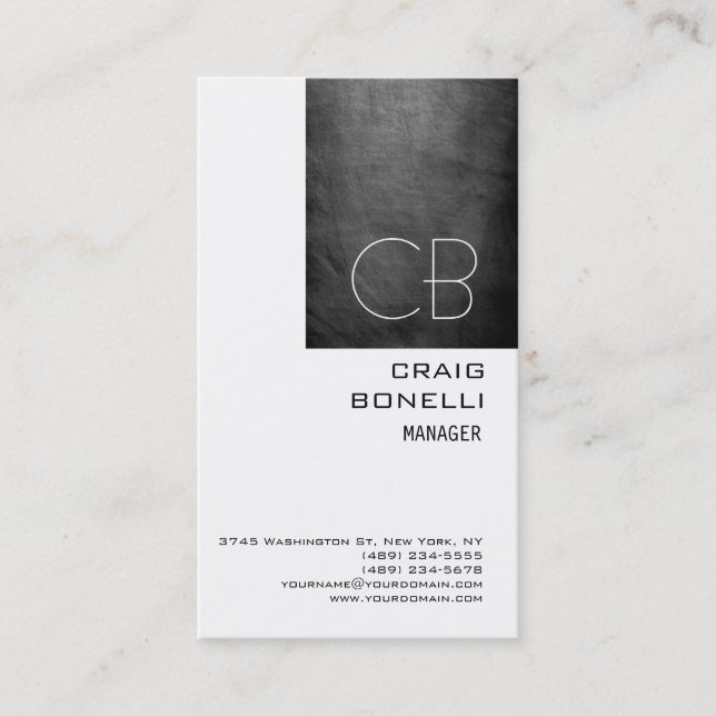Carte de visite Monogramme blanc (Devant)