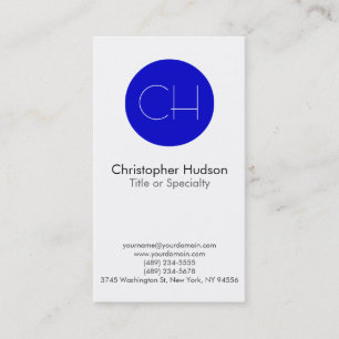 Carte de visite Monogramme Blanc Cercle Bleu