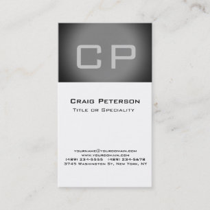 Carte de visite Monogramme blanc de bande grise ve