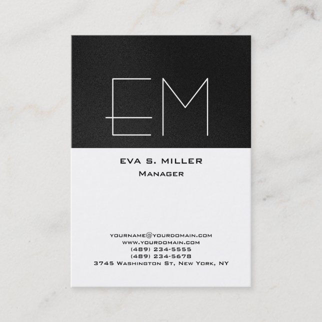 Carte De Visite Monogramme blanc gris vertical professionnel moder (Devant)