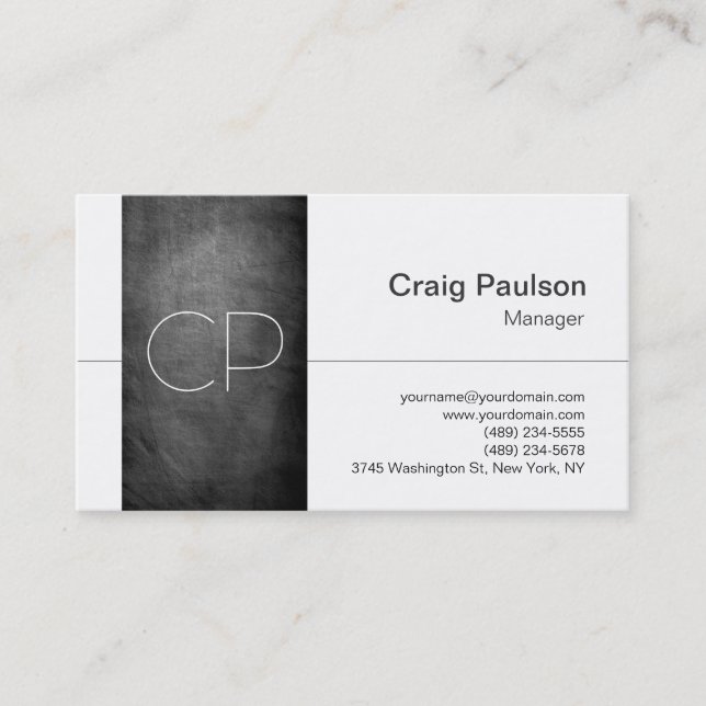 Carte de visite Monogramme blanc Motif Chalkboard (Devant)