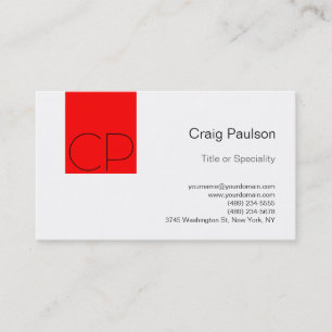 Carte de visite Monogramme blanc noir rouge frais