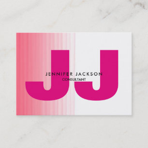 Carte De Visite Monogramme blanc rose minimaliste tendance moderne