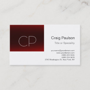 Carte de visite Monogramme blanc Trend Dark Red St