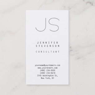 Carte de visite Monogramme blanc vertical tendance