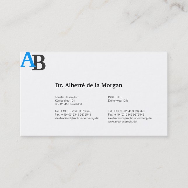 Carte De Visite Monogramme bleu (Devant)