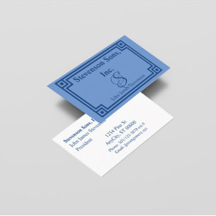 Carte de visite - Monogramme bleu avec bordure con