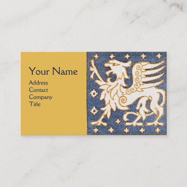 CARTE DE VISITE MONOGRAMME BLEU BLANC OR IMAGINAIRE GRIFFIN (Devant)