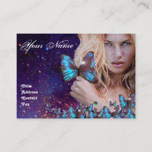 Carte De Visite Monogramme BLEU de MAQUILLEUR de BEAUTÉ de CHEVEUX