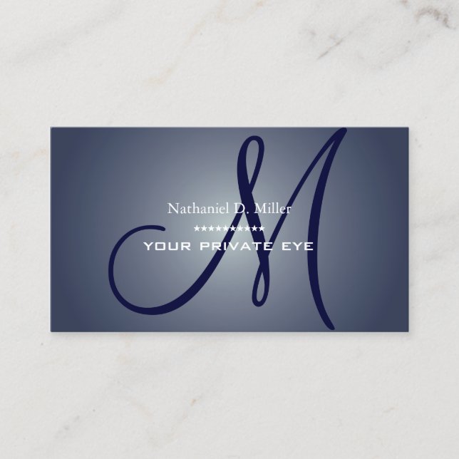 Carte De Visite Monogramme bleu de minuit (Devant)