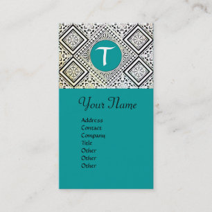 CARTE DE VISITE MONOGRAMME BLEU NOIR ET BLANC ROMAIN DOMMASK