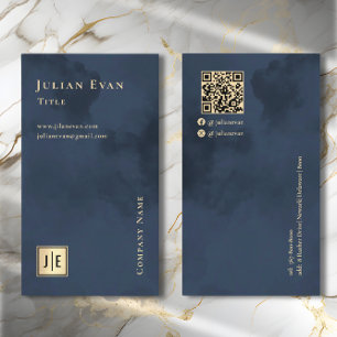 Carte De Visite Monogramme bleu or bleu marine