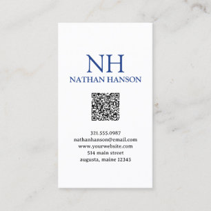Carte De Visite Monogramme bleu simple moderne