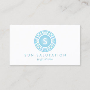 CARTE DE VISITE MONOGRAMME BLEU SUN LOGO POUR YOGA STUDIO, ENSEIGN