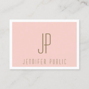 Carte De Visite Monogramme Blush Pink Gold Texte Modèle moderne