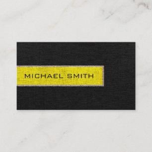 Carte De Visite Monogramme Burlap noir et jaune Jute rustique