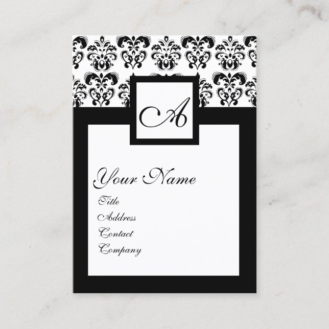 CARTE DE VISITE MONOGRAMME CARRÉ CLASSIQUE BLACK BLANC (Devant)