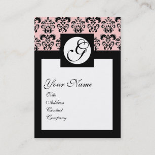 Carte De Visite MONOGRAMME CARRÉ DE DAMASK CLASSIQUE, Rose