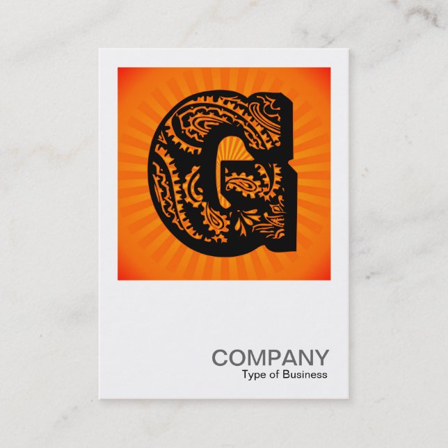 Carte De Visite Monogramme carré - Paisley Sunburst - G (Devant)
