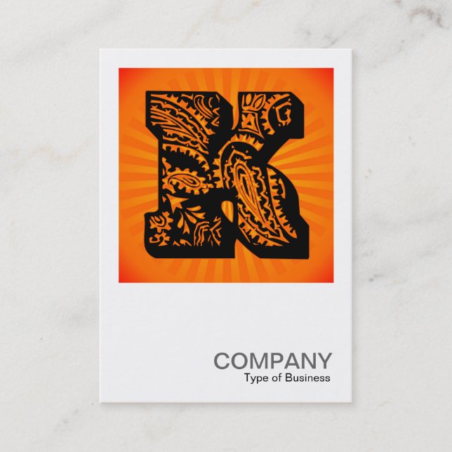 Carte De Visite Monogramme carré - Paisley Sunburst - K (Devant)