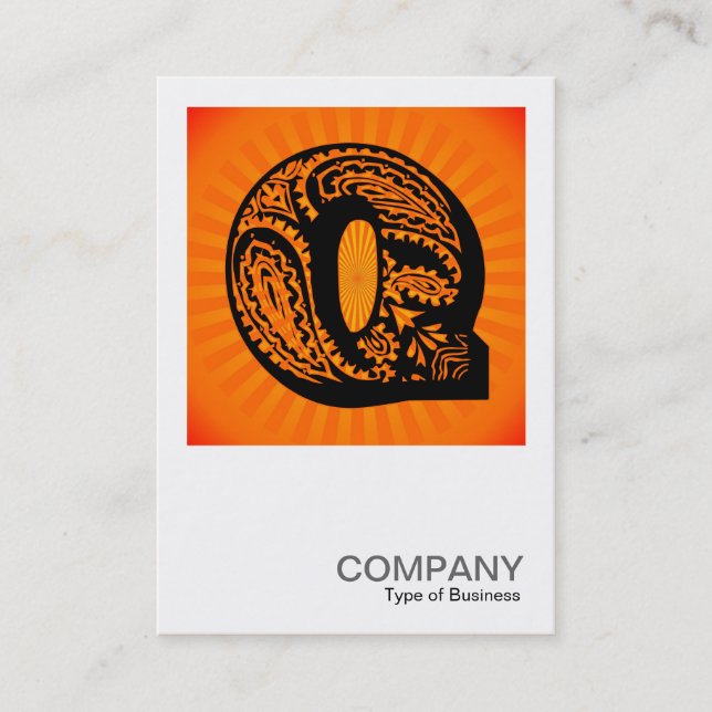 Carte De Visite Monogramme carré - Paisley Sunburst - Q (Devant)