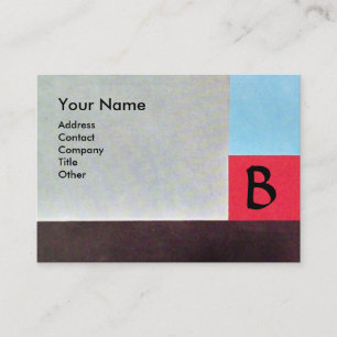 Carte De Visite MONOGRAMME CARRÉS ABSTRAITS ,rouge bleu gris marro