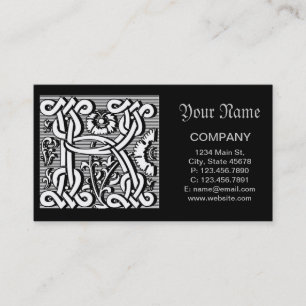 Carte De Visite monogramme celtique gothique K de la Renaissance