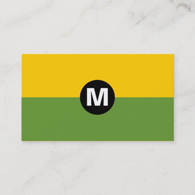 Carte De Visite Monogramme central - 2 tons vert et jaune (Devant)