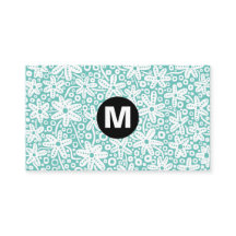 Monogramme central - Design de fleurs - Lt Aqua