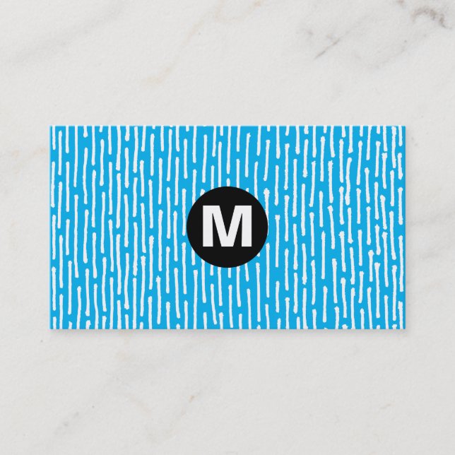 Carte De Visite Monogramme central - Lignes - bleu 00b0ef (Devant)
