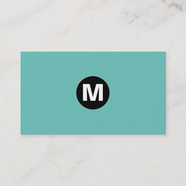 Carte De Visite Monogramme central - Noir sur Turquoise 6bc3bb (Devant)