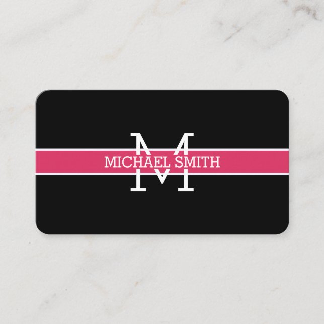 Carte De Visite Monogramme Cerise Professionnelle Ligne horizontal (Devant)