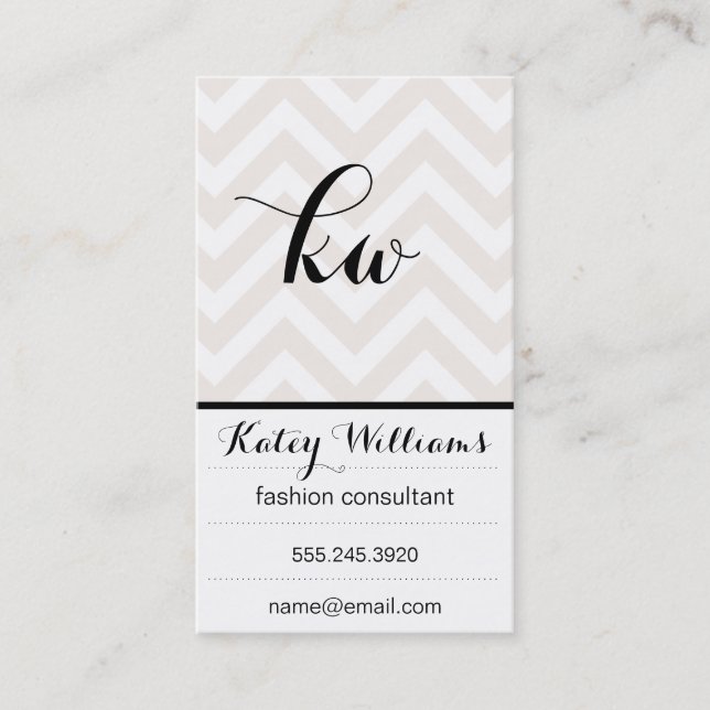 Carte De Visite Monogramme | Chevron (Devant)