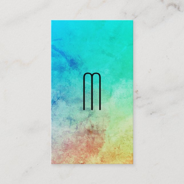 Carte De Visite Monogramme Chic Coloured Texture et gris (Devant)