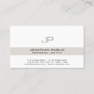 Carte De Visite Monogramme Chic Élégant Beige Blanc