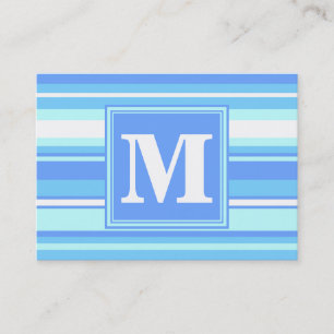 Carte De Visite Monogramme ciel bandes bleues