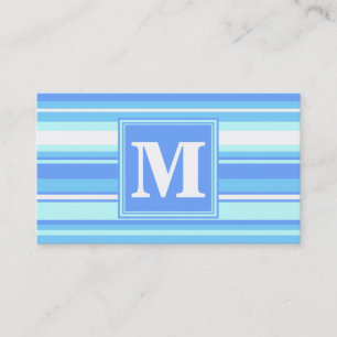 Carte De Visite Monogramme ciel bandes bleues