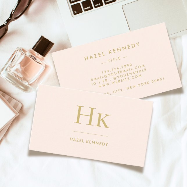 Carte De Visite Monogramme | Classic Blush Pink Or Simple Chic (Créateur téléchargé)