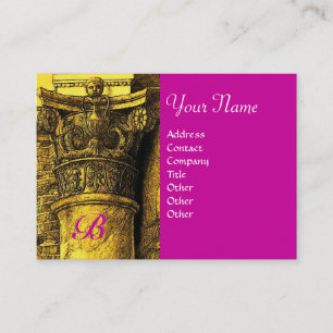 Carte De Visite MONOGRAMME CLASSIQUE 2 fuchsia rouge vif
