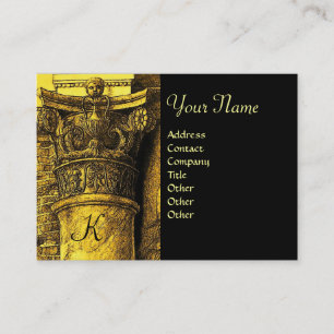 Carte De Visite MONOGRAMME CLASSIQUE 2, jaune vif noir