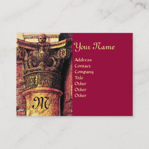 Carte De Visite MONOGRAMME CLASSIQUE 2 rouge vif jaune